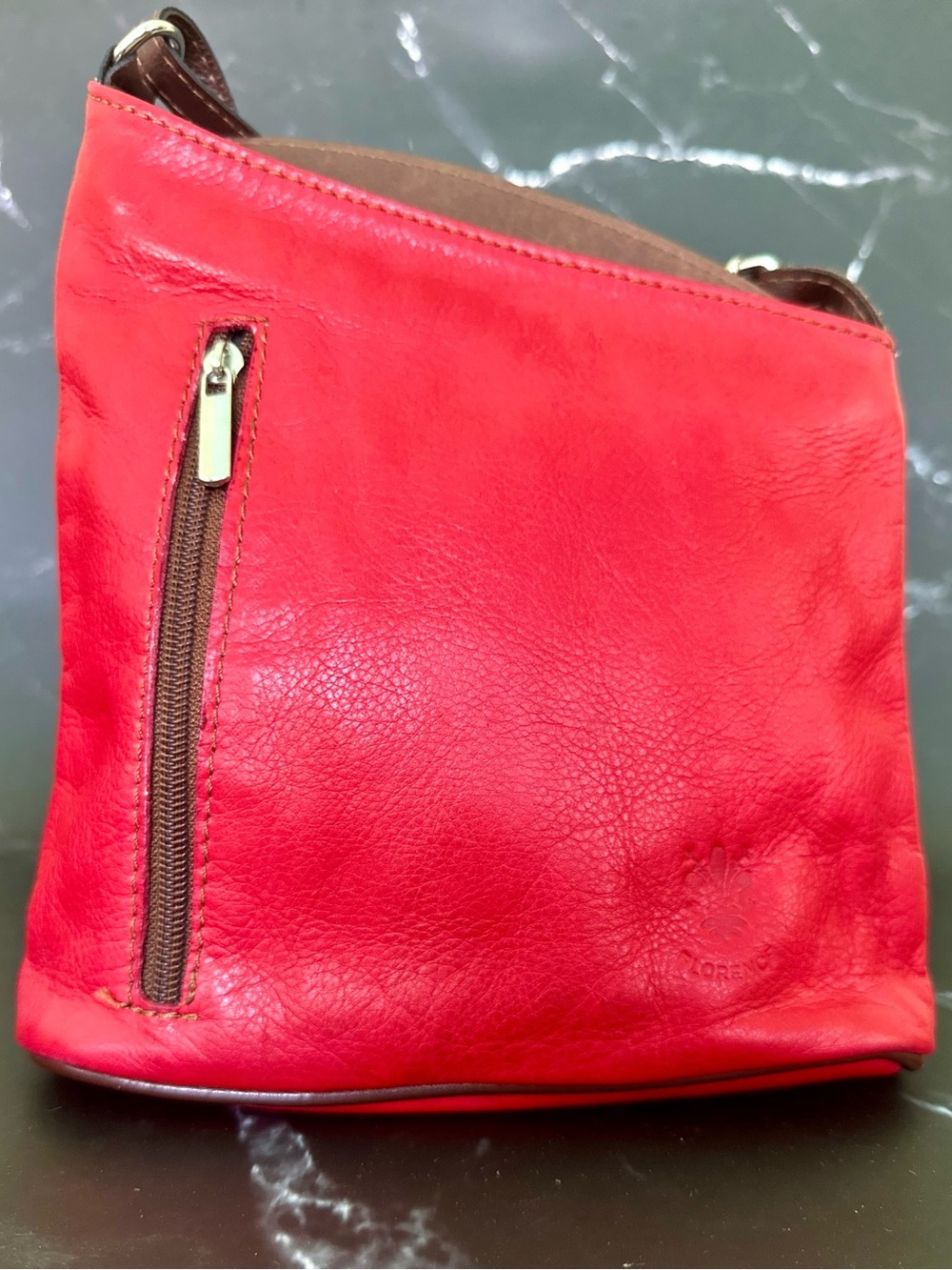 Red Leather Crossbody Bag by